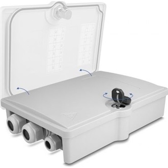 Delock Optikai szál elosztó doboz belső és külső használatra IP55 vízhatlan, zárható 6 port szürke