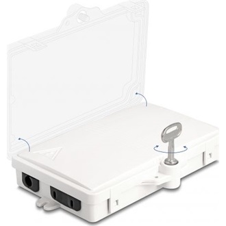 Delock Optikai szál elosztó doboz beltéri és kültéri használatra IP65 vízálló, zárható 2 portos fehér