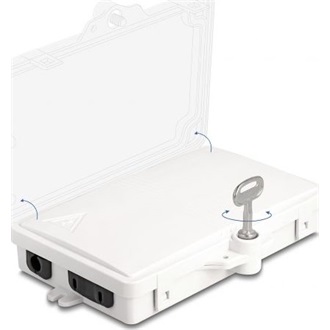 Delock Optikai szál elosztó doboz beltéri és kültéri használatra IP65 vízálló, zárható 2 portos fehér