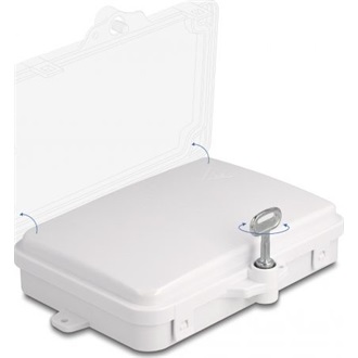 Delock Optikai szál elosztó doboz beltéri és kültéri használatra IP65 vízálló, zárható 6 portos fehér