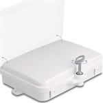 Delock Optikai szál elosztó doboz beltéri és kültéri használatra IP65 vízálló, zárható 6 portos fehér