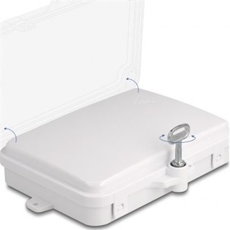 Delock Optikai szál elosztó doboz beltéri és kültéri használatra IP65 vízálló, zárható 6 portos fehér