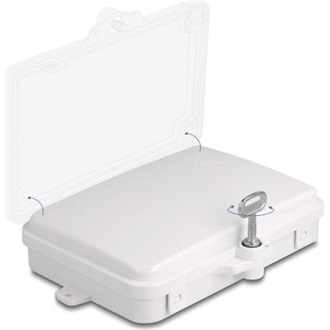 Delock Optikai szál elosztó doboz beltéri és kültéri használatra IP65 vízálló, zárható 6 portos fehér