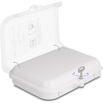 Delock Optikai szál elosztó doboz beltéri és kültéri használatra IP65 vízálló, zárható 8 portos fehér