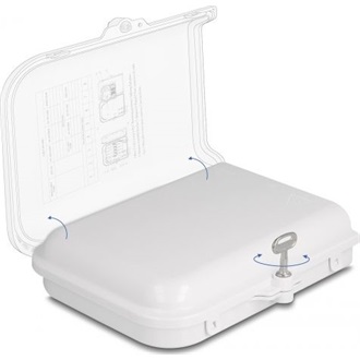 Delock Optikai szál elosztó doboz beltéri és kültéri használatra IP65 vízálló, zárható 8 portos fehér