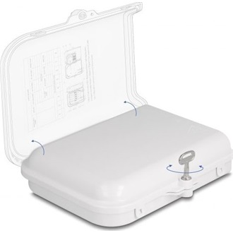 Delock Optikai szál elosztó doboz beltéri és kültéri használatra IP65 vízálló, zárható 8 portos fehér