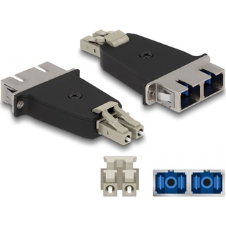 Delock Optikai szál hibrid párosító LC Duplex apa - SC Duplex anya bézs