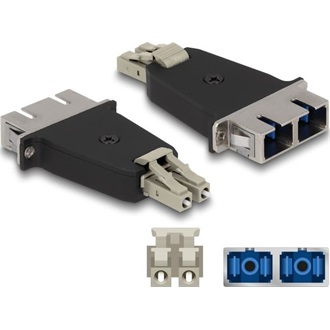 Delock Optikai szál hibrid párosító LC Duplex apa - SC Duplex anya bézs