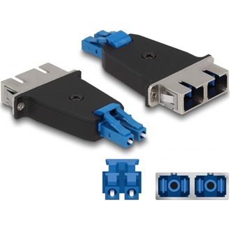 Delock Optikai szál hibrid párosító LC Duplex apa - SC Duplex anya kék