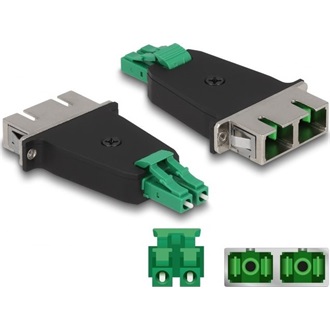 Delock Optikai szál hibrid párosító LC Duplex apa - SC Duplex anya zöld