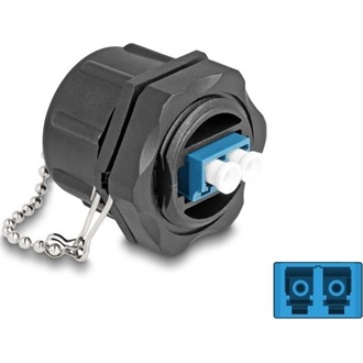 Delock Optikai szálas beépített csatlakozó LC Duplex - LC Duplex védő kupakkal egy módozatú IP68 por és vízvédelem