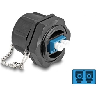 Delock Optikai szálas beépített csatlakozó LC Duplex - LC Duplex védő kupakkal egy módozatú IP68 por és vízvédelem