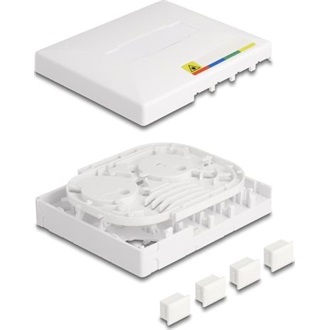 Delock Optikai szálas csatlakozó doboz FTTH falra szerelhető 4 x SC Simplex vagy LC Duplex számára, fehér színű