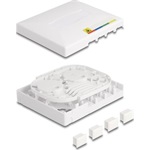 Delock Optikai szálas csatlakozó doboz FTTH falra szerelhető 4 x SC Simplex vagy LC Duplex számára, fehér színű