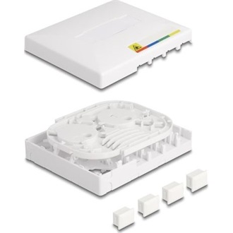 Delock Optikai szálas csatlakozó doboz FTTH falra szerelhető 4 x SC Simplex vagy LC Duplex számára, fehér színű