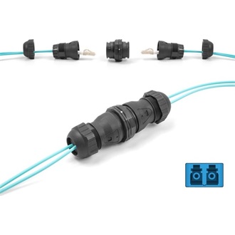 Delock Optikai szálkábel csatlakozó LC Duplex anya - LC Duplex anya UPC OS2 IP68 por és vízhatlan