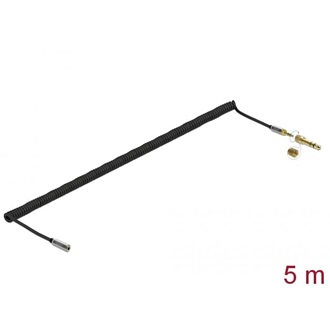 Delock Jack stereo 3,5mm (3pin) -> Jack stereo 3,5mm (3pin) M/F audio kábel hosszabbító 5m fekete +6,35mm adapter