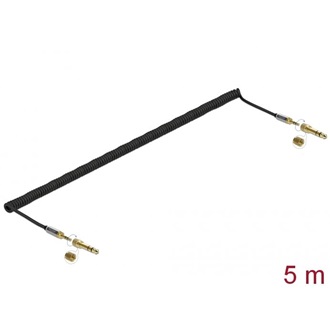 Delock Jack stereo 3,5mm (3pin) -> Jack stereo 3,5mm (3pin) M/M audio kábel 5m fekete +6,35mm adapter