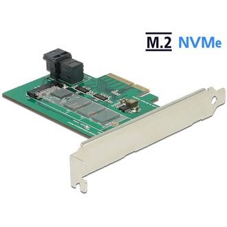 Delock PCI Express-kártya > 1 x belso NVMe M.2 PCIe / 1 x belso SFF-8643 NVMe – alacsony profilú for