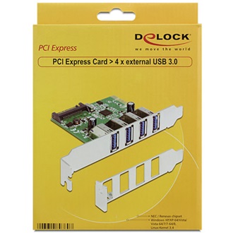 Delock PCI-E x1 - 4 portos USB3.0 IO vezérlő