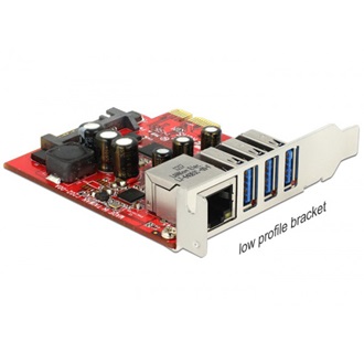 Delock PCI-E x1 - 3+1 portos USB3.0 multi IO vezérlő +Gigabit LAN