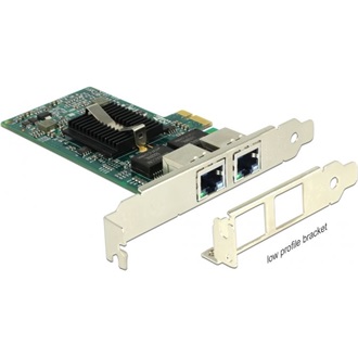 Delock 1Gb/s PCIe x1 Dual RJ45 hálózati adapter low profile