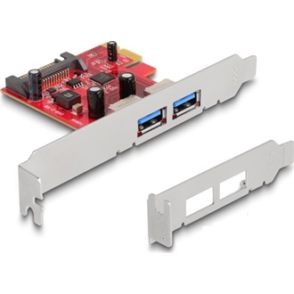 Delock PCI Express x1 Kártya -2 x külső USB 5 Gbps A-típusú hüvely - alacsony profilú