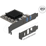 Delock PCI Express x4 kártya - 1 x USB 20 Gbps USB Type-C  + 2 x USB 10 Gbps A-típusú - alacsony profilú formatényező