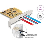 Delock PCI Express x4-kártya - 1 x külső, USB Type-C  10 Gbps-es csatlakozóhüvely + 1 x külső, USB Type-C  10 Gbps-es cs