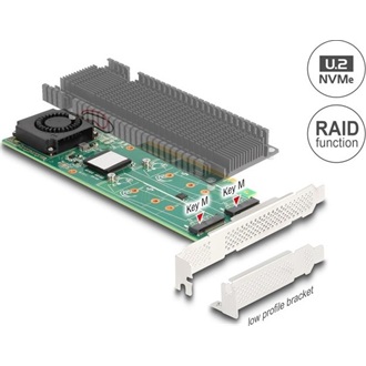 Delock PCI Express x8 Card - 2 x belső NVMe M.2 M-kulcs, RAID-dal - alacsony profilú formatényező