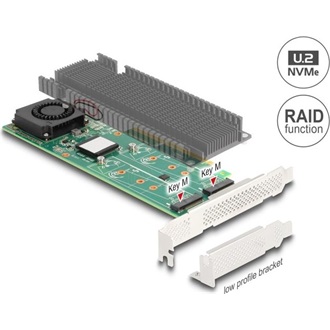 Delock PCI Express x8 Card - 2 x belső NVMe M.2 M-kulcs, RAID-dal - alacsony profilú formatényező