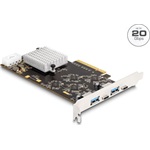 Delock PCI Express x8 kártya 2 x USB 20 Gbps USB Type-C  anya és 2 x A-típusú USB 5 Gbps anyával - Quad Channel