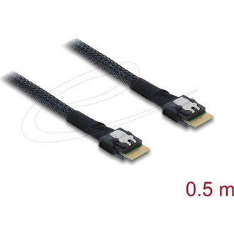 Delock PCIe 4.0 kábel Slim SAS SFF-8654 4i   Slim SAS SFF-8654 4i, 0,5 m