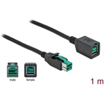 Delock Powered USB 12V -> Powered USB 12V M/F tápkábel hosszabbító 1m fekete