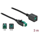 Delock Powered USB 12V -> Powered USB 12V M/F tápkábel hosszabbító 3m fekete