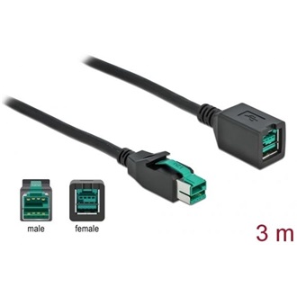 Delock Powered USB 12V -> Powered USB 12V M/F tápkábel hosszabbító 3m fekete