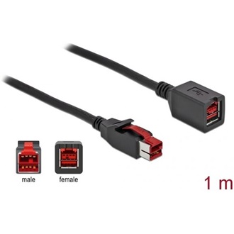 Delock Powered USB 24V -> Powered USB 24V M/F tápkábel hosszabbító 1m fekete