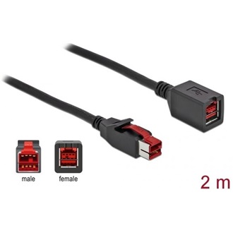 Delock Powered USB 24V -> Powered USB 24V M/F tápkábel hosszabbító 2m fekete