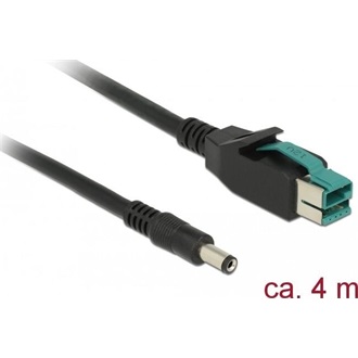 Delock PoweredUSB kábel apa 12 V > DC 5,5 x 2,1 mm apa 4 m, POS nyomtatókhoz és csatlakozókhoz