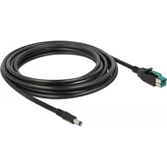 Delock PoweredUSB kábel apa 12 V > DC 5,5 x 2,1 mm apa 4 m, POS nyomtatókhoz és csatlakozókhoz