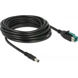 Delock PoweredUSB kábel apa 12 V > DC 5,5 x 2,1 mm apa 5 m, POS nyomtatókhoz és csatlakozókhoz