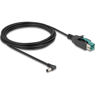 Delock PoweredUSB kábel apa 12 V - DC 5,5 x 2,5 mm apa ívelt 3 m