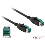 Delock Powered USB 12V -> Powered USB 12V M/M adatkábel 3m fekete
