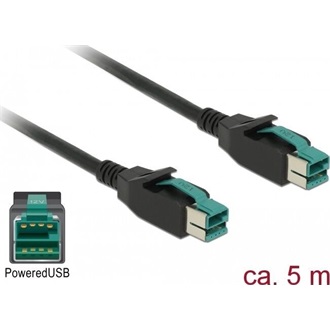 Delock PoweredUSB kábel apa 12 V > PoweredUSB apa 12 V 5 m, POS nyomtatókhoz és csatlakozókhoz