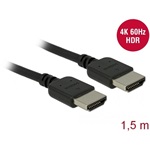 Delock Premium HDMI 2.0 -> HDMI 2.0 M/M video kábel 1.5m fekete