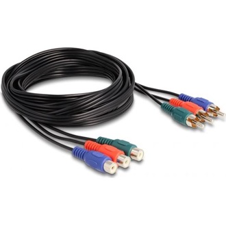 Delock 3db RCA -> 3db RCA M/F adatkábel hosszabbító 3m fekete