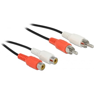 Delock 2db RCA -> 2db RCA M/F audio kábel hosszabbító 5m fekete