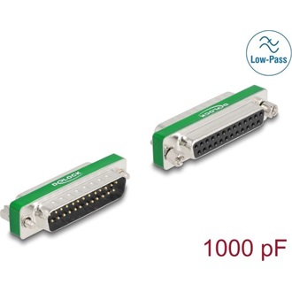 Delock RF/EMI interferencia elnyomó szűrő D-Sub 25 tűs apa   anya aluláteresztő szűrő képességgel