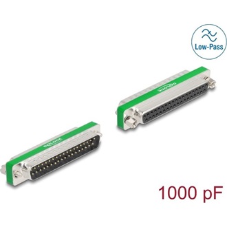 Delock RF/EMI interferencia elnyomó szűrő D-Sub 37 tűs apa   anya aluláteresztő szűrő képességgel