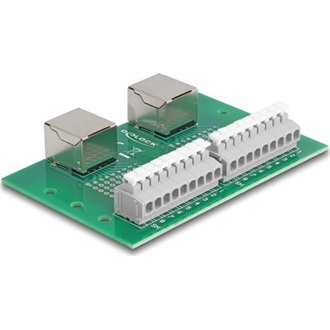Delock RJ45 2 db. anya - 2 db. Terminal block nyomógombbal DIN sínhez
